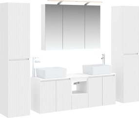vidaXL Σετ Επίπλων Μπάνιου 6 pcs Λευκό Επεξεργασμένο Ξύλο και Γυαλί