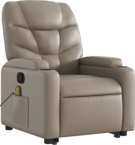 vidaXL Πολυθρόνα Μασάζ Ανακλινόμενη με Ανύψωση Καπουτσίνο Συνθ. Δέρμα
