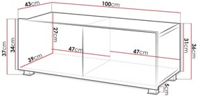 Έπιπλο τηλεόρασης Calabrini-Λευκό-Μήκος: 100 εκ.