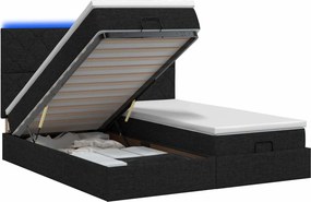 vidaXL Κρεβάτι Ottoman με Στρώμα και LED Μαύρο 180 x 200 cm Ύφασμα