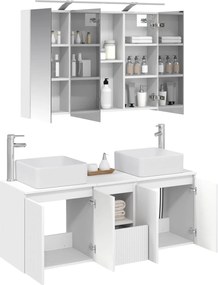 vidaXL Σετ Ντουλαπιών Μπάνιου 4 pcs Λευκό 100 x 14,5 x 70 εκ