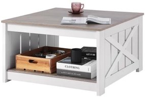 VEVOR 31.5&quot; Farmhouse Coffee Table Square Table with Open Storage Compartment