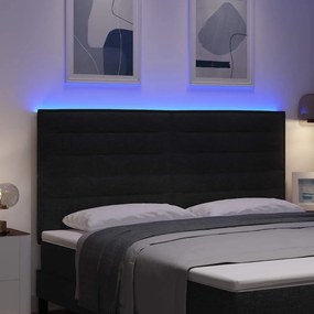 vidaXL LED κεφαλάρι Μαύρο ύφασμα