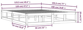 Πλαίσιο Κρεβατιού 120 x 190 εκ. από Μασίφ Ξύλο Small Double - Καφέ