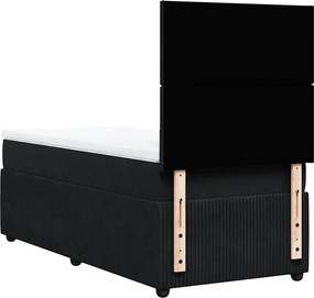vidaXL Κρεβάτι Boxspring με Στρώμα Μαύρο 100x200 εκ. Βελούδινο
