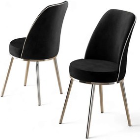 Καρέκλα Pefa Babyface (Σετ 4Τμχ) 240CHR1561 45x42x91cm Black-Chrome Metal, Fabric