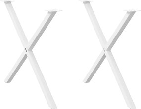 vidaXL Πόδια Τραπεζαρίας σε Σχήμα Χ, 2 τεμ. Λευκά 90x(72-73) εκ. Ατσάλι