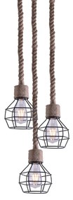 Φωτιστικό Οροφής Τρίφωτο Homelighting Grenade 77-3683 Rope/Black Matt