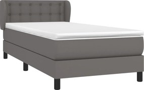 vidaXL Κρεβάτι Boxspring με Στρώμα Γκρι 80 x 200 εκ. Συνθετικό Δέρμα