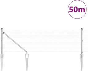 vidaXL Στύλος Περιφράξεων Ασημί 50 x 0,8 μ (25 x 25 χιλ. πλέγμα)