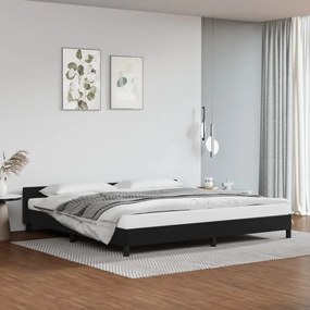 Πλαίσιο Κρεβατιού με Κεφαλάρι Μαύρο 200x200 εκ. Συνθετικό Δέρμα