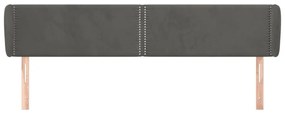 Κεφαλάρι με Πτερύγια Σκούρο Γκρι 183x23x78/88 εκ. Βελούδινο - Γκρι