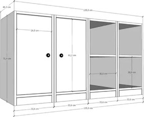 Stewehome Σκανδιναβικός κονσόλα με ράφι και ντουλάπι Λευκό 131x40x130 cm