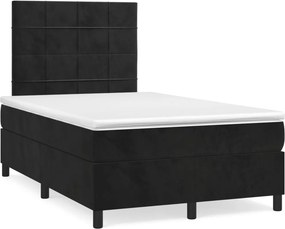 vidaXL Κρεβάτι Boxspring με Στρώμα Μαύρο 120 x 200 εκ. Βελούδινο