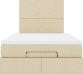 vidaXL Οθωμανικό κρεβάτι με στρώμα Cream 120x200cm ύφασμα