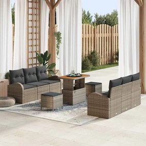 vidaXL Σετ Καναπέ Κήπου με μαξιλάρι 9 pcs Γκρι συνθετικό ρατάν