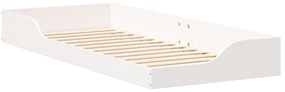 vidaXL Κρεβάτι δαπέδου Λευκό 80 x 220 cm Μασίφ ξύλο πεύκου