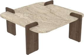 Τραπεζάκι Σαλονιού Τραβερτίνη / Καρυδί ATETO 90x90x35
