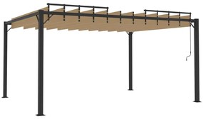 vidaXL Κιόσκι με Ανοιγόμενη Οροφή Taupe 3 x 4 μ. Ύφασμα και Αλουμίνιο
