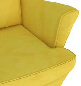 vidaXL Πολυθρόνα Μουσταρδί Κίτρινη Βελούδινη με Σκαμπό