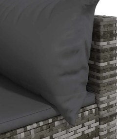 vidaXL Καναπέδες Κήπου Γωνιακοί 2 τεμ. Γκρι Συνθ. Ρατάν με Μαξιλάρια