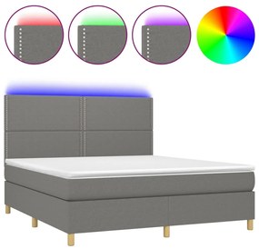 ΚΡΕΒΑΤΙ BOXSPRING ΜΕ ΣΤΡΩΜΑ &amp; LED ΣΚ.ΓΚΡΙ 160X200 ΕΚ ΥΦΑΣΜΑΤΙΝΟ 3135366