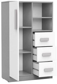 Σιφονιέρα Akron H100, Άσπρο, Ανθρακί, Γκρι, Με συρτάρια και ντουλάπια, Αριθμός συρταριών: 3, 132x80x40cm, 49 kg, Ξύλο: Δρυς | Epipla1.gr