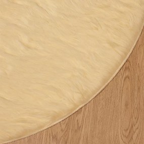 vidaXL Ψεύτικο Δέρμα Προβάτου Χαλί Tafalla Κρεμ Ø 80 cm Πολυεστέρας