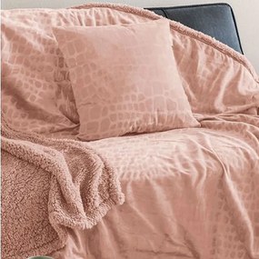 Κουβέρτα Fleece Μονή (160x240) Με Γουνάκι Palamaiki Flo Ροζ