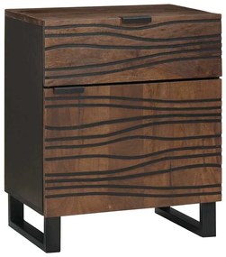 vidaXL Κομοδίνο με συρτάρι Καρυδιά 50 x 33 x 60 εκ Μασίφ ξύλο μάνγκο