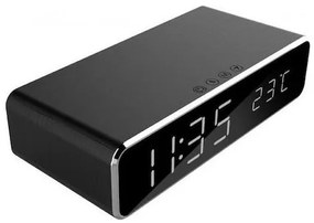 GEMBIRD DIGITAL ALARM CLOCK WITH WIRELESS CHARGING FUNCTION BLACK