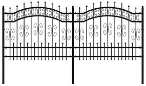 vidaXL Φράχτης Κήπου με Κορυφή Δόρυ Μαύρος 240x100 εκ. Ατσάλι με Ηλεκτροστατική Βαφή