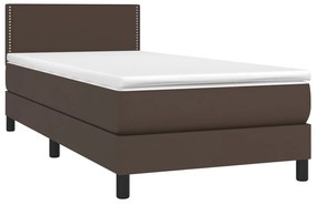 vidaXL Κρεβάτι Boxspring με Στρώμα Καφέ 100x200εκ. από Συνθετικό Δέρμα