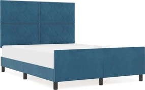 vidaXL Κρεβάτι σε Σκούρο Μπλε 140x190 εκ. Βελούδο