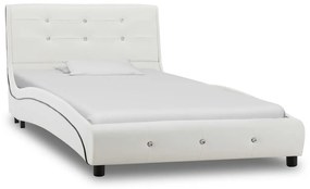 vidaXL Κρεβάτι Λευκό 90 x 200 εκ. από Δερματίνη με Στρώμα Αφρού Μνήμης
