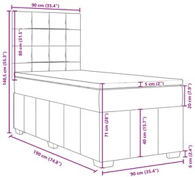 Κρεβάτι Boxspring με Στρώμα Taupe 90x190 εκ.Υφασμάτινο - Μπεζ-Γκρι