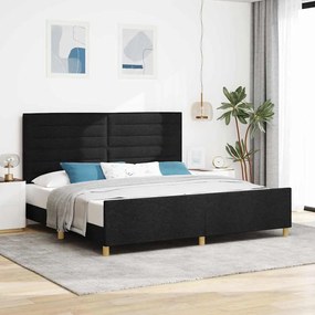 vidaXL Σκελετός Κρεβατιού με κεφαλάρι Μαύρο 200 x 200 cm ύφασμα