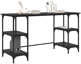 vidaXL Γραφείο με ράφι Μαύρη Οξυά 140 x 50 x 75 εκ. Επεξεργασμένο ξύλο