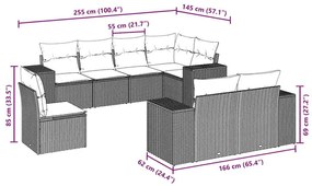 vidaXL Σαλόνι Κήπου 8 Τεμαχίων Μαύρο από Συνθετικό Ρατάν με Μαξιλάρια