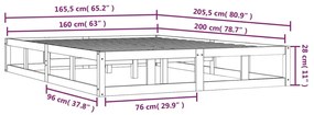 Πλαίσιο Κρεβατιού Λευκό 160 x 200 εκ. από Μασίφ Ξύλο - Λευκό