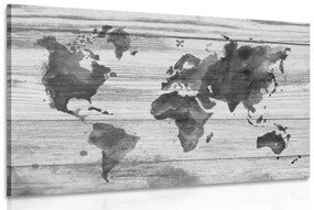 Περίγραμμα εικόνας ενός ασπρόμαυρου χάρτη σε ξύλινο φόντο - 120x80