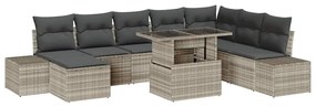 vidaXL Σετ Καναπέ Κήπου με μαξιλάρι 9 pcs Ανοιχτό γκρι
