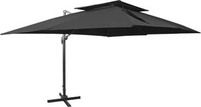 vidaXL Ομπρέλα Κήπου με Διπλή Κορυφή Μαύρη 400x300 εκ.