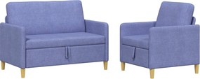 vidaXL Σαλονάκι Σετ Με Αποθηκευτικό Χώρο 2 pcs Μπλε τζην Πολυεστέρας