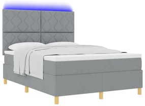 vidaXL Κρεβάτι με ανάρτηση και στρώμα & LED Γκρι 140x200 cm Ύφασμα