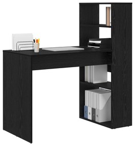 vidaXL Γραφείο με Αποθήκευση Μαύρης Δρυς 113x54x120 εκ Επεξεργασμένο Ξύλο