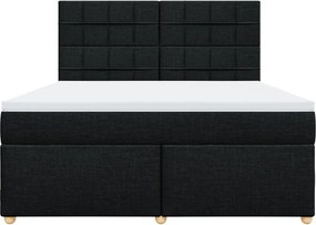vidaXL Κρεβάτι Boxspring με Στρώμα Μαύρο 180x200 εκ. Υφασμάτινο