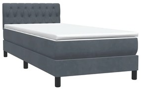 Box Spring Κρεβάτι με στρώμα Σκούρο γκρι 80x210 εκ. Βελούδινο - Γκρι