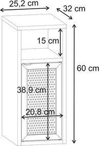 Κομοδίνο Inca Megapap χρώμα light oak 25,2x32x60εκ.
