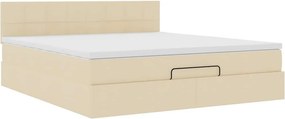 vidaXL Οθωμανικό κρεβάτι με στρώμα &amp; LEDs Cream 160x200cm ύφασμα